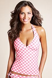 Halterneck Check Tankini Top