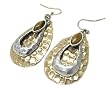 Triple Layer Two Tone Tigers Eye Dangle Earrings