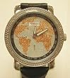 JoJino ByTechno Swiss Solid Platinum Plated Stainless Steel Genuine Diamond Bling Watch
