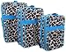 Search : Brown/White Giraffe Print 3 Piece Luggage Set Blue Trim
