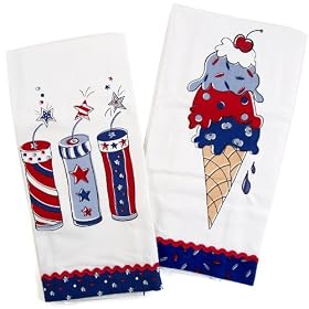 Patriotic July 4th Summer Kitchen Towels