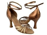 Ladies' Latin Rhythm Salsa Signature S1001 Gold Scale & Dark Tan Gold 3"