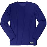 TAIGA Men's Lightweight Polartec Power-Dry Long-sleeved Crew Undershirt, Navy Blue