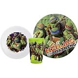 Zak! Designs Mealtime Set with Plate, Bowl and Tumbler featuring the Teenage Mutant Ninja Turtles, Break-resistant and BPA-free plastic, 3 Piece Set