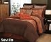 7 Pieces Traditional Orange and Brown Jacquard Floral Comforter Set Bed-in-a-bag King Size Bedding