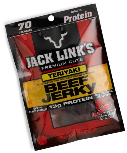Jack Link's Teriyaki Beef Jerky, 0.9-Ounce Bags (Pack of 48) by Dried Beef