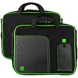 VanGoddy 15.6 to 17.3 Inch Pindar Edition Nylon Messenger Bag for Laptops (Black and Green)