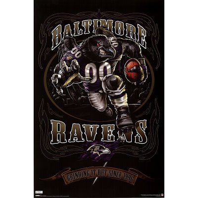 Baltimore Ravens NFL Team Mascot Poe 22x34 POSTER Poster Print, 22x34
