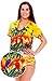 Funky Hawaiian Blouse Women Short-Sleeve Front-Pocket Surf Beach Sun Yellow