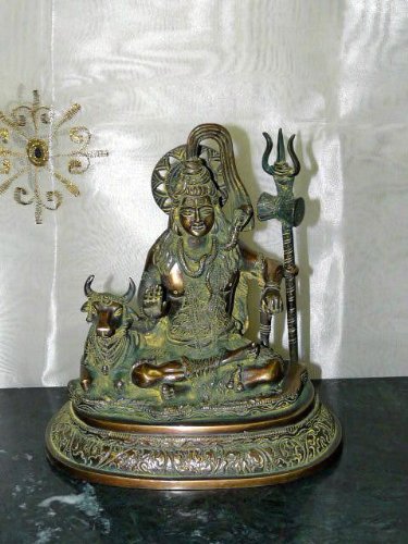 Christmass Gift Brass Blessing Shiva with Nandi Hindu God Statue From India 8 Inch Christmass Gift Brass Blessing Shiva with Nandi Hindu God Statue From India 8 Inch