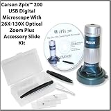 Carson MM-740 Zpix 200 USB Digital Microscope and Accessory Kit Bundle