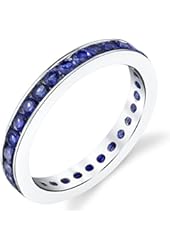 1.50 Carats Created Blue Sapphire Eternity Ring Sterling Silver Sizes 5 to 9