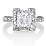 Sterling Silver Princess Cubic Zirconia CZ Ring - Women's Engagement Wedding Ring