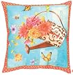 Flowers, Butterflies and Watering Can Reversible Indoor/Outdoor Weather Resistant Fabric Pillows (Set of two 20 inch)