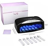 MelodySusie&reg; High Quality Black 54W UV Lamp Light Acrylic Nail Dryer for CND Shellac, Soak Off, Harmony Gelish, IBD and any other Brand of UV Gel Nail Polish/ Gel & Shellac CURING Light Finish Quick Dry, with Detachable Tray & Timmer Setting, Fits 2 Hands or Feet at the Same Time + 6x9W UV Lamp & Fan 2-in-1 Nail Dryer