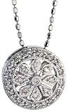 14k White Gold 16 Chain & 3/8 (10mm) tall, Flower Slider Pendant, w/ 0.10 Carat Round Top Light Brown Diamonds