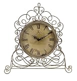 11 Rustic Metal Scroll Design Roman Numeral Desk Clock