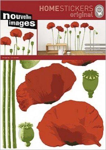 1art1 49924 Blumen - Mohnblumen, La Cocotte Wand-Tatoos Aufkleber Poster-Sticker 70 x 50 cm