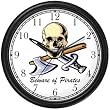Pirate Skull & Crossed Sword & Hatchet - Pirate Theme Wall Clock by WatchBuddy Timepieces (Slate Blue Frame)