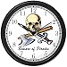 Pirate Skull & Crossed Sword & Hatchet - Pirate Theme Wall Clock by WatchBuddy Timepieces (Slate Blue Frame)