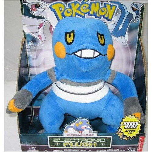 51w7Gle0q%2BL Pokemon Diamond and Pearl 10 Inch Tall Electronic Plush with Sound   Croagunk