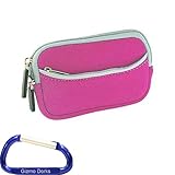 Touring Series Neoprene Dual Pocket Zipper Case (Pink) with Carabiner Key C ....