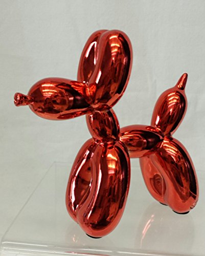 Balloon Dog Figurine Statue Home Decor - Miniature Size - Red Metallic Finished