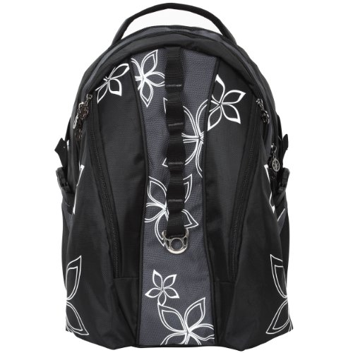 15.6 inch Gray Contour Flowers Multiple Pockets Laptop Computer Travel Sling Backpack w/Air Mesh Padded Panel