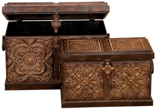 Pair of Traditionally Styled Metal Storage Trunks