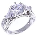 Cubic Zirconia: 14K Full Bridge Signity Cubic Zirconia Trinity Ring