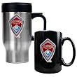 Colorado Rapids MLS Stainless Steel Travel Mug and Black Ceramic Mug Set - Primary Team Logo by Great American Products