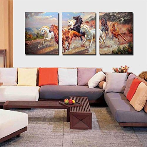 Spirit Up Art Large Running Horses Picture Painting on Canvas Print Stretched and Framed,Ready to Hang, Modern Home Decorations Wall Art set of 3 Each is 40*60cm #D09-283