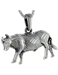 Sterling Silver Bull Pendant, 1 inch tall