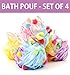 Bath Blossom Large Shower Sponge Pouf (4 Pack) - Bath Loofah Luffa - Great for Body Wash, Back and Body Scrubber - Exfoliate, Cleanse and Soothe Skin - Great Quality for Men and Women
