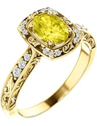 18K Yellow Gold 7.00x5.00mm Oval Cut Yellow Sapphire and Diamond Ring -- LIFETIME WARRANTY