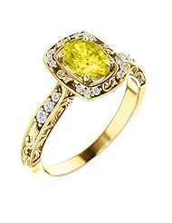 14K Yellow Gold 7.00x5.00mm Oval Cut Yellow Sapphire and Diamond Ring -- LIFETIME WARRANTY