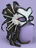 Mardi Gras Masquerade Venetian Feathered Silver Female Karneval Mask