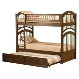 Windsor Twin/Twin Bunk Bed with Trundle Bed- Antique Walnut
