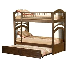 Windsor Twin/Twin Bunk Bed with Trundle Bed - Antique Walnut by -