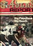 San Francisco 49ers Report August 25 1985 Gary "Big Hands" Johnson Cover, Russ Francis Centerfold Poster, 49ers vs San Diego Chargers, Alumni Profile - Bob St. Clair, Bruce Collins, The Alley-Oop Play