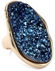 Marcia Moran "Midnight" 18k Gold-Plated Dark Blue Druzy Organic Stone Ring