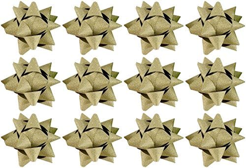 The Gift Wrap Company 12 Count Glitterati Traditional Bows, Gold