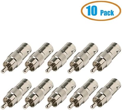 Woshida 10 Pack BNC Female Jack to RCA Male Plug Adapters