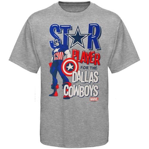 Dallas Cowboys Youth Marvel Star Player T-Shirt - Ash (Small)