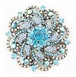 BIG Large Aqua Ice Blue Crystal Brooch Pin