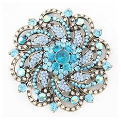 BIG Large Aqua Ice Blue Crystal Brooch Pin