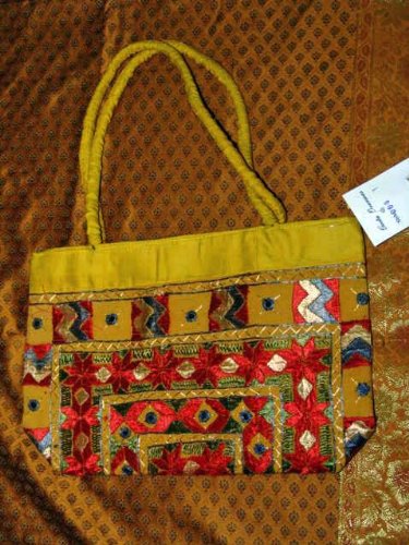 Womens Sari Handbag Golden Boho Purse