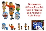 Doraemon 6 Figure Playset and Coin Purse Set Featuring Shizuka, Suneo, Nobita, Gian Takeshi Goda, Doraemon - Figures Range from 4" to 6", Coin Purse is 4" by 4"イメージ