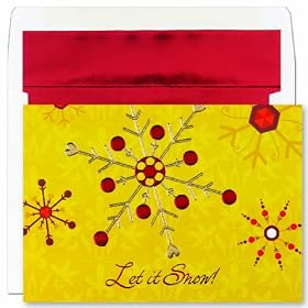 Assorted Retro Snowflakes Holiday Cards - 5.625