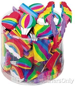 Large Rainbow Assorted Erasers - 72 per set